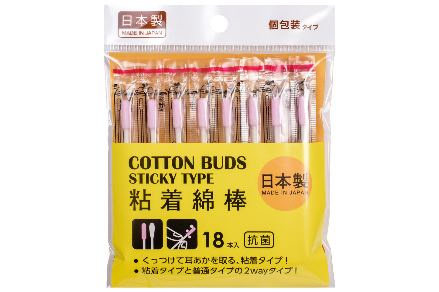 Cotton Buds, Sticky Type, Pack of 18