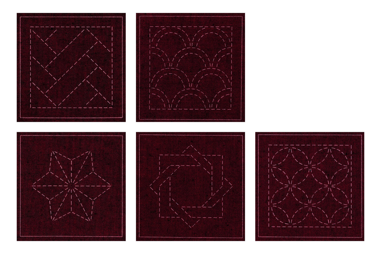 Mini Sashiko Samplers, 4" Red Tsumugi Set