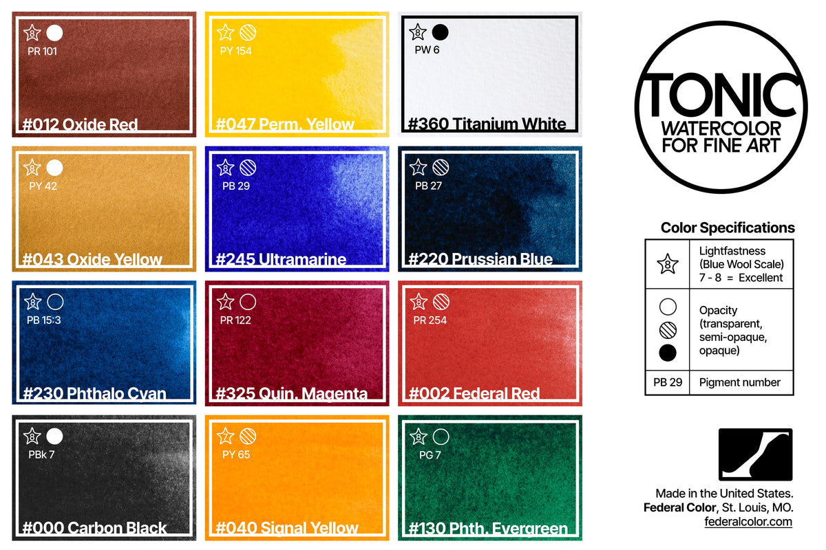 Tonic Watercolor Half Pans, Primary Trio – Federal Color