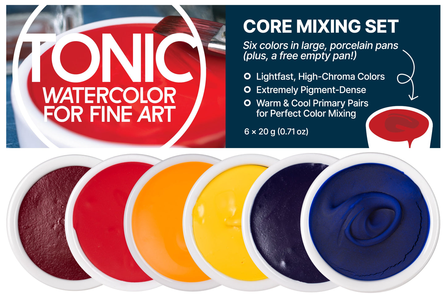 Tonic Watercolor, Core Mixing Set of 6